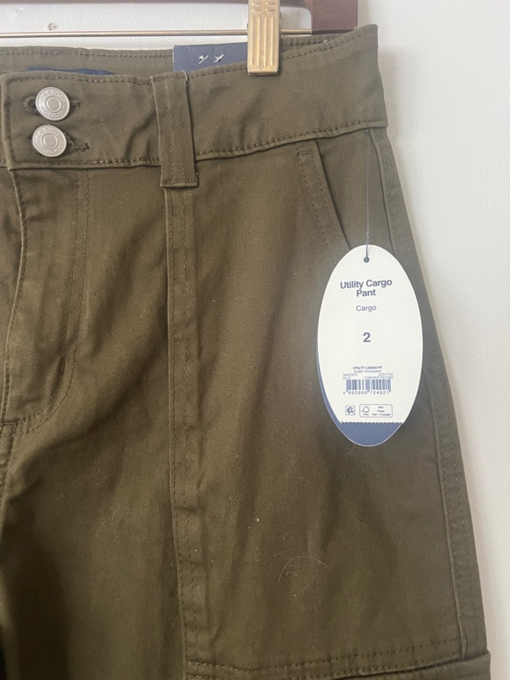 Scoop brand women’s  Cargo Wide-Leg Pants w/Utility Pockets, olive green, size 2 - Picture 3 of 6